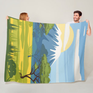 African Landscape Savannah Wild Nature Fleece Blanket