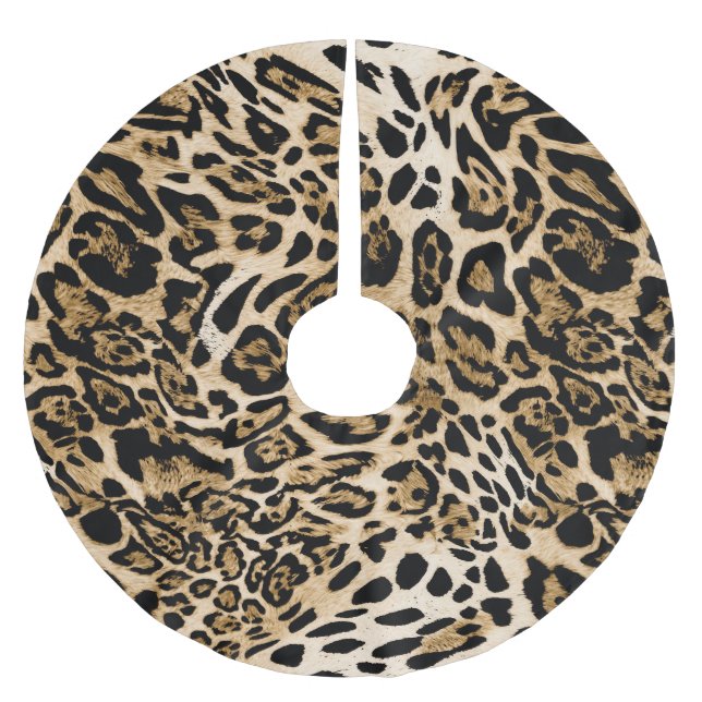 African Leopard Fur: Seamless Animal Texture Brushed Polyester Tree Skirt (Front)