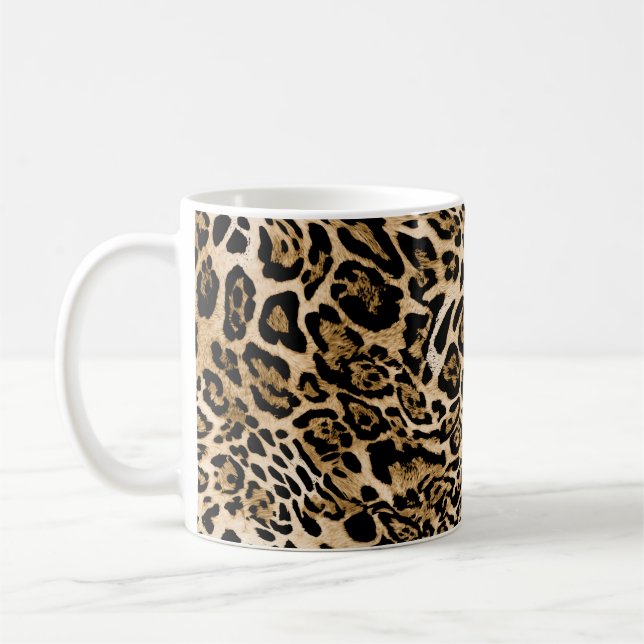 African Leopard Fur: Seamless Animal Texture Coffee Mug (Left)