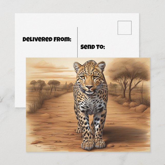 African Leopard Head Postcard (Front/Back)