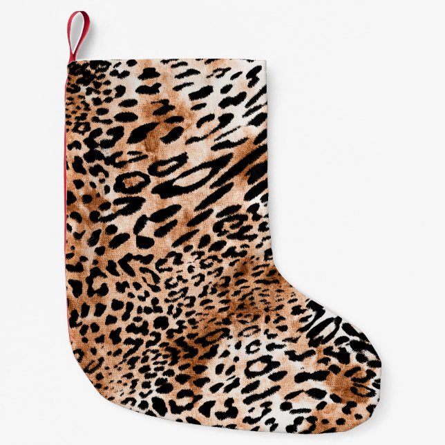 African Leopard Print Seamless Small Christmas Stocking (Front)