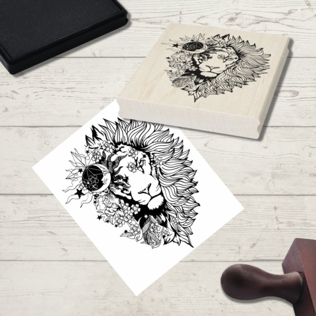 African Lion Animal Art Colouring Page Rubber Stamp (Creator Uploaded)