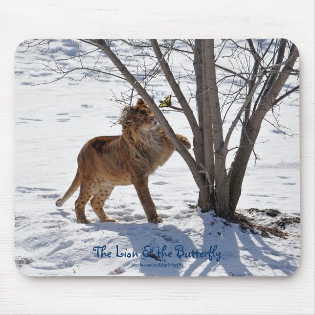 African Lion & Butterfly Photo Mousepad (Front)