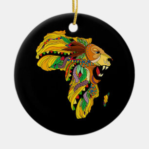 African Lion Ceramic Tree Decoration