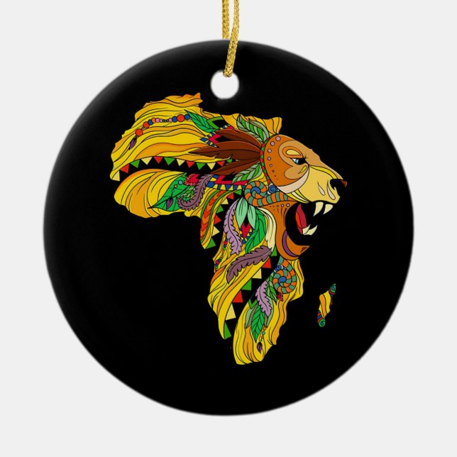 African Lion Ceramic Tree Decoration (Front)