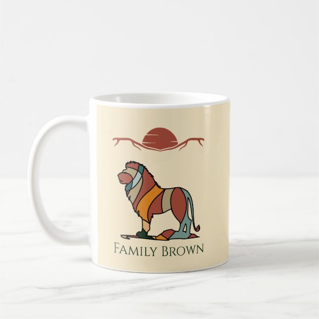 African Lion Coffee Mug | Personalised Name (Left)