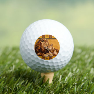 African Lion Couple Golf Balls