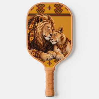 African Lion Couple Pickleball Paddle