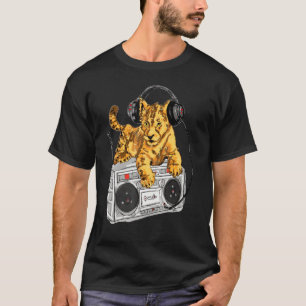African Lion Cub Boombox Blaster Hip Hop  By Zamir T-Shirt