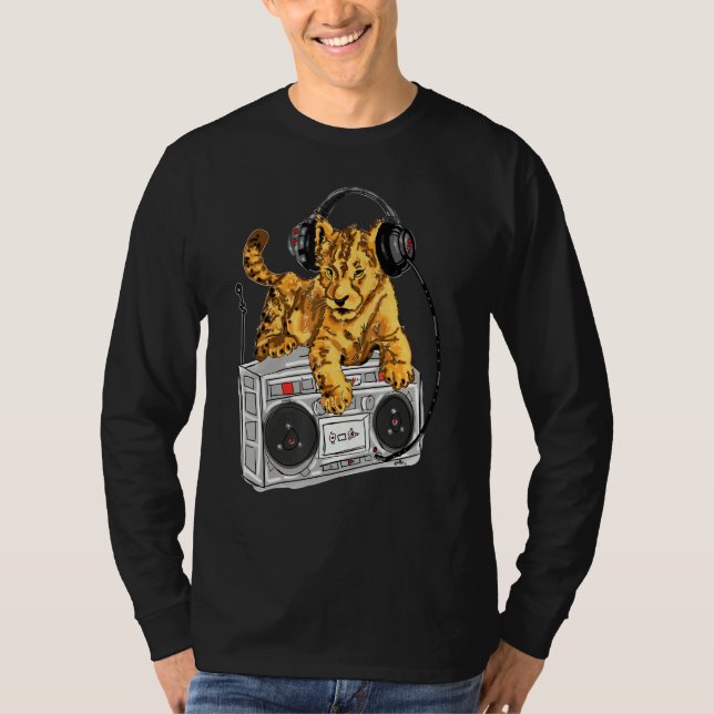 African Lion Cub Boombox Blaster Hip Hop  By Zamir T-Shirt (Front)