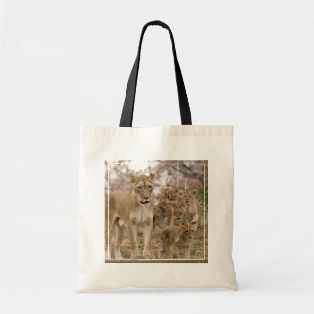 African Lion Cubs with Mother Tote Bag (Front)