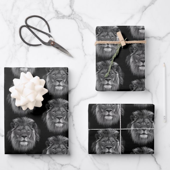 African Lion designed Wrapping Paper (Front)