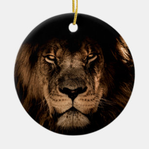 african lion mane close eyes ceramic tree decoration