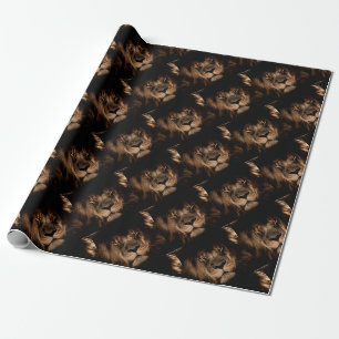 african lion mane close eyes wrapping paper