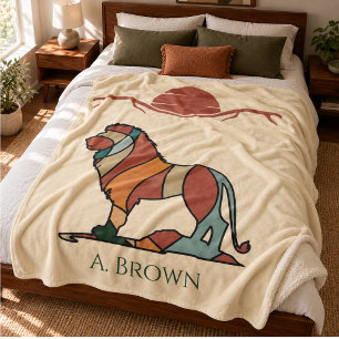 African Lion Personalised Sherpa Blanket
