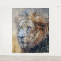 African Lion Photography Modern Watercolor