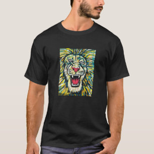 African Lion Roaring African Animal Colorful Artwo T-Shirt