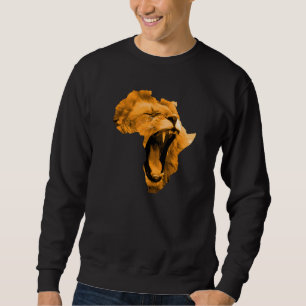 African Lion Roaring Safari Culture Africa Map  1 Sweatshirt