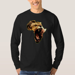 African Lion Roaring Safari Culture Africa Map   T-Shirt