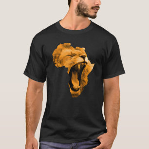 African Lion Roaring Safari Culture Africa Map T-Shirt