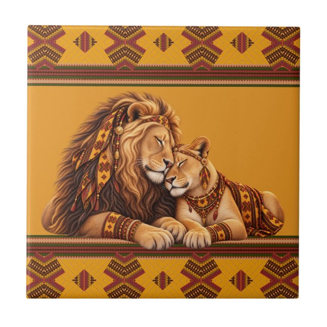 African Lion Wedding Tile (Front)