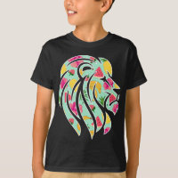 African Lion with Tropical Fruit Pattern