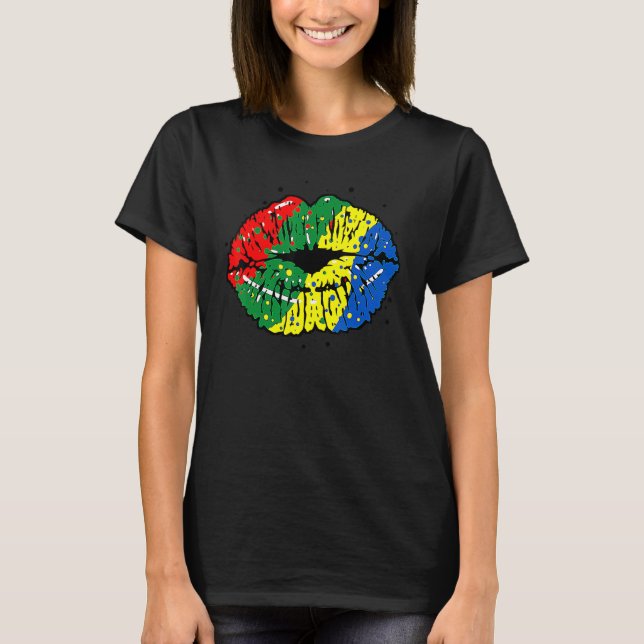 African Lips Africa Flag Black History Month Pride T-Shirt (Front)