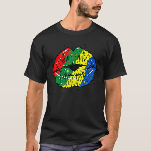 African Lips Africa Flag Black History Month Pride T-Shirt