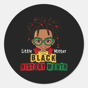 African Little Mister Loc'd Up Boy Kid Black Histo Classic Round Sticker