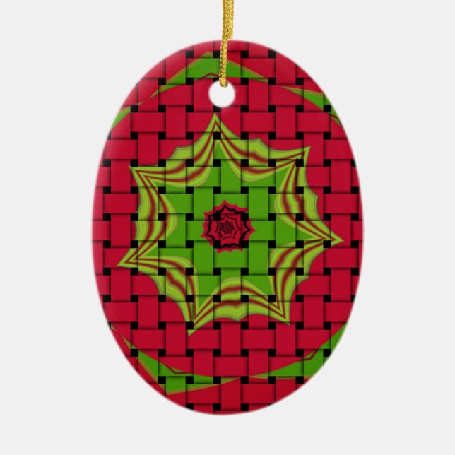 African Lovely Woven red design Ceramic Tree Decoration (Front)