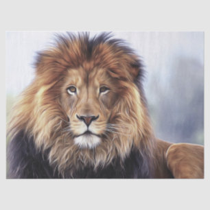 African Male Lion Digital Oil Painting Tissue Paper