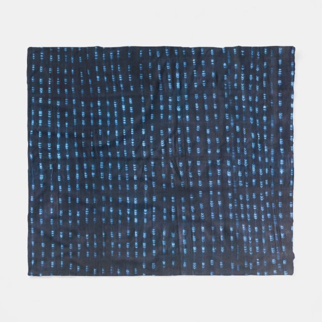 African (Mali) Pattern Indigo | Fleece Blanket (Front (Horizontal))