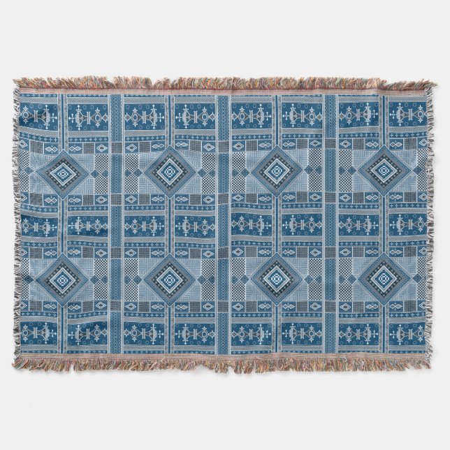 African Mali Pattern Throw Blanket X (Front)