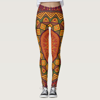 African mandala, Polynesian circular designs. Leggings