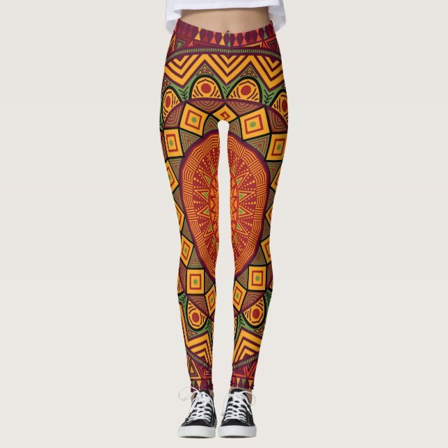 African mandala, Polynesian circular designs. Leggings (Front)