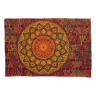 African mandala, Polynesian circular designs. Pillowcase