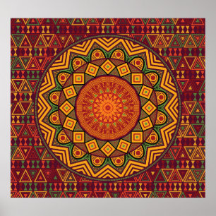 African mandala, Polynesian circular designs. Poster