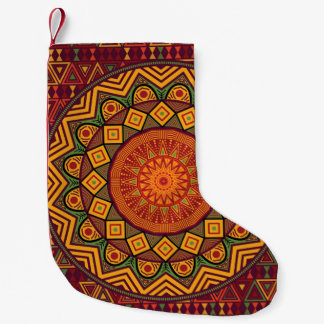 African mandala, Polynesian circular designs. Small Christmas Stocking