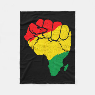 African Map Fist Unity Juneteenth Pride Black Hist Fleece Blanket