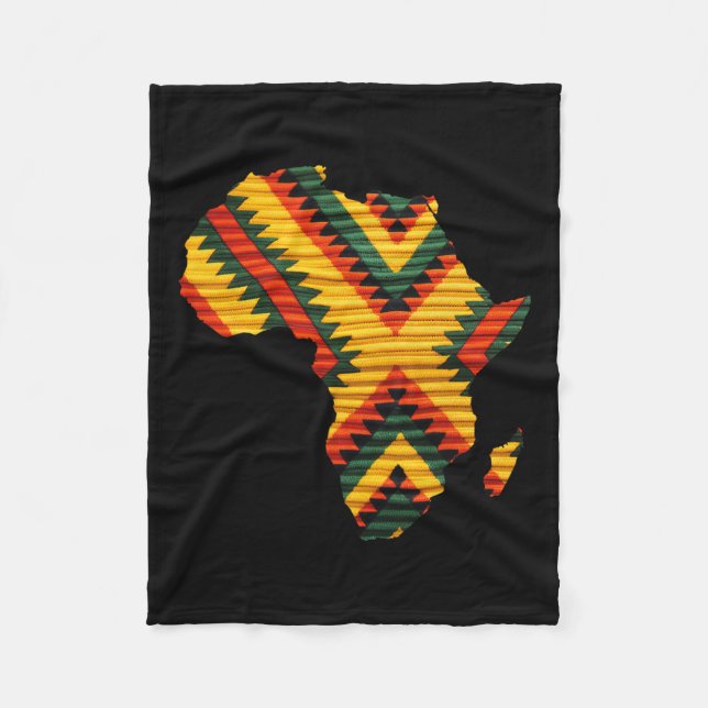 African Map Kente Art Pattern Men Women Black Hist Fleece Blanket (Front)