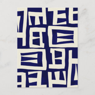 African Map - Navy Ivory Postcard
