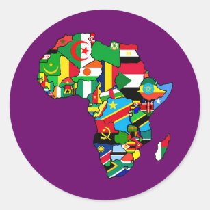 African Map of Africa flags within country maps Classic Round Sticker
