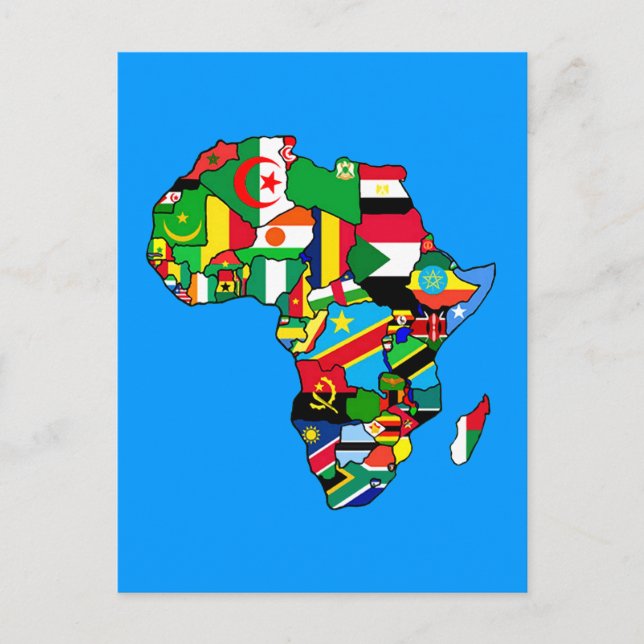 African Map of Africa flags within country maps Postcard (Front)