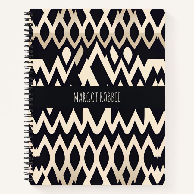 African Marocco Waves Geometric Gold Pattern Notebook (Front)