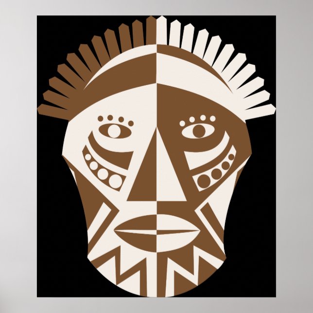 African mask brown ecru custom print poster (Front)