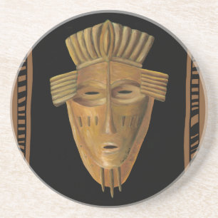 African Mask Painting by Chariklia Zarris Coaster