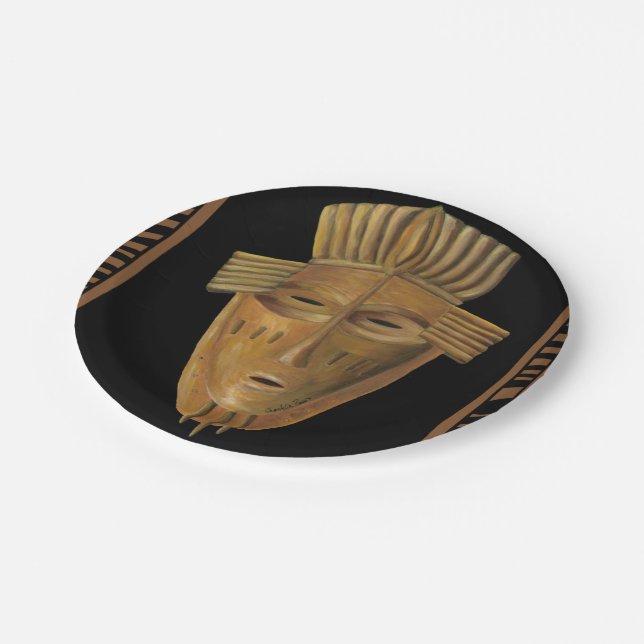 African Mask Painting by Chariklia Zarris Paper Plate (Angled)