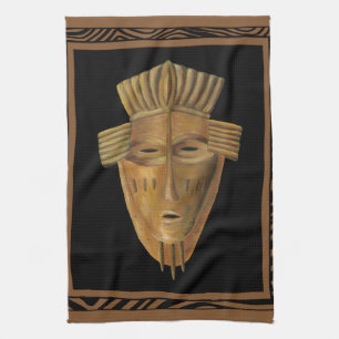 African Mask Painting by Chariklia Zarris Tea Towel