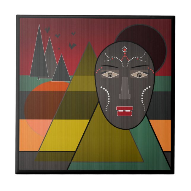 African mask tile (Front)