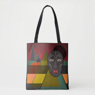 African mask tote bag